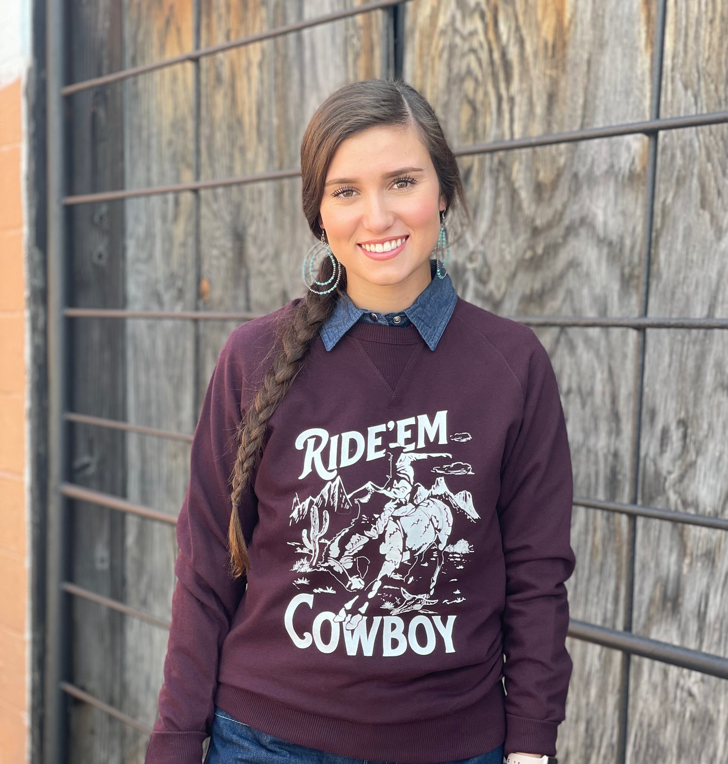 Ride'em Cowboy Wine Light Sweater