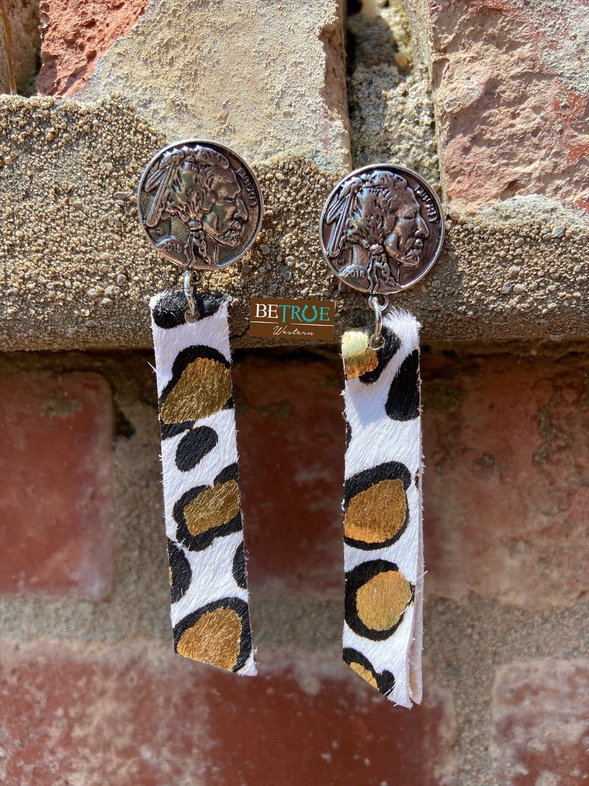 Snow Leopard Warrior Leather Earrings