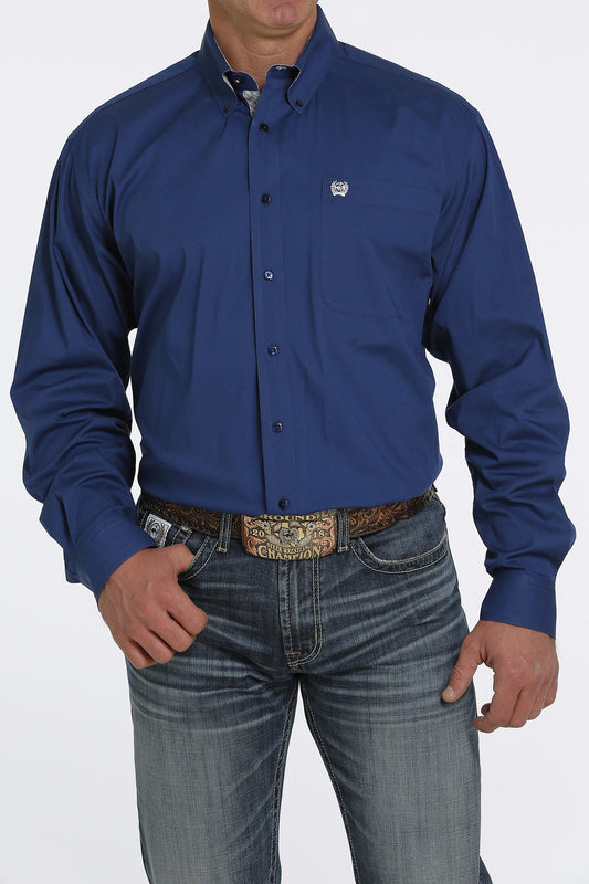 The Men's Stretch Solid Royal Blue Button Down Longsleeve Shirt