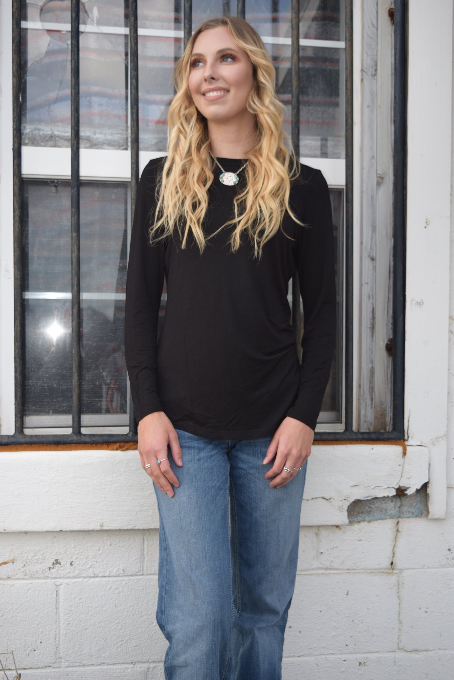 The Pinedale Basic Black Long-Sleeve Top