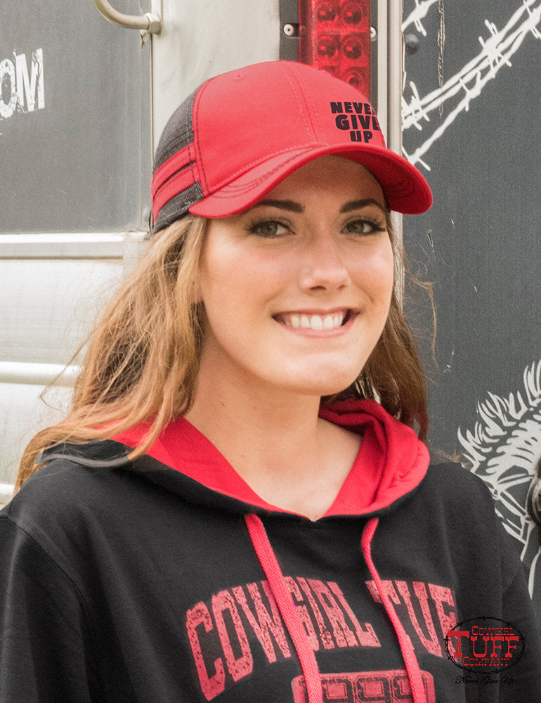 Cowgirl Tuff Red and Black Striped Trucker Cap
