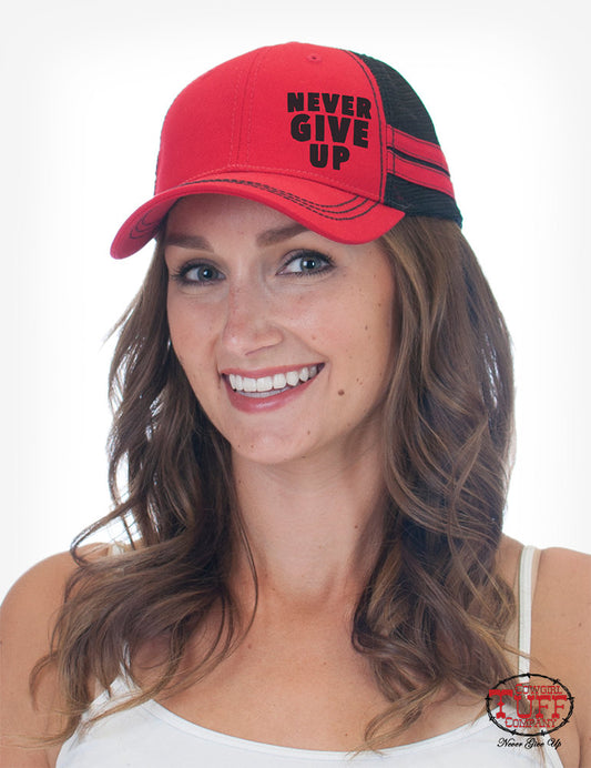 Cowgirl Tuff Red and Black Striped Trucker Cap