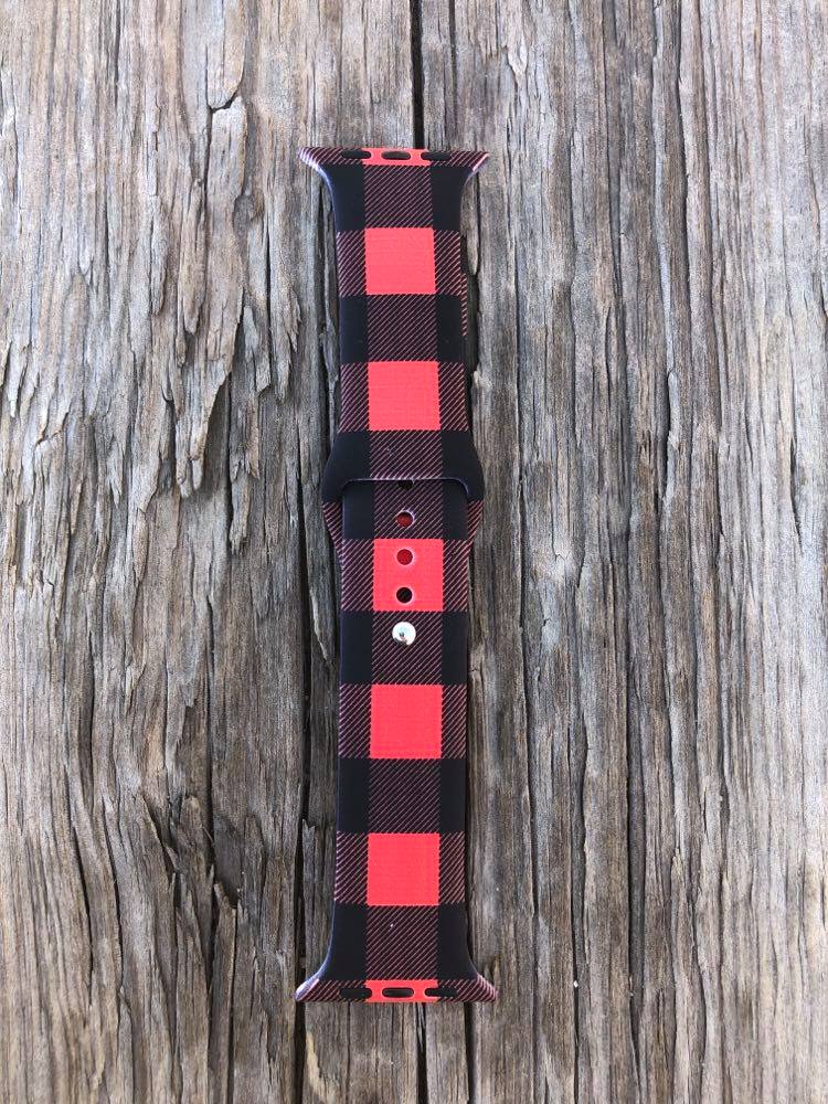 Red and Black Buffalo Plaid Apple Watch Band (two sizes)