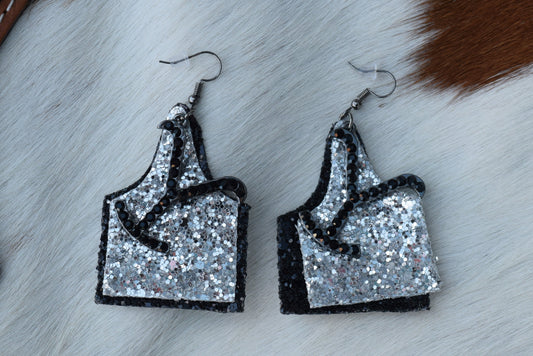 Silver Yellowstone Cow Tag Earrings